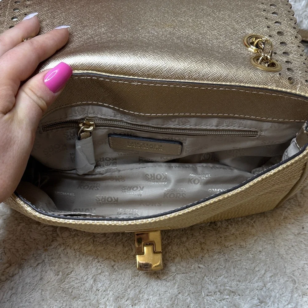 NWOT Michael Kors Gold and Tan Shoulder Bag
